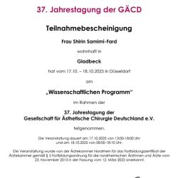 Zertifikat Shirin Samimi-Fard